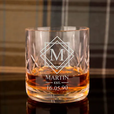 Buy Personalised Engraved Crystal Whisky Glass Custom Whiskey Tumbler Name And Date • 27.99£