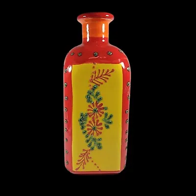 Buy Vintage Hand Made Raised  Folk Art Tall Vase/ Decanter Spain 8  Del Rio Salado • 18£