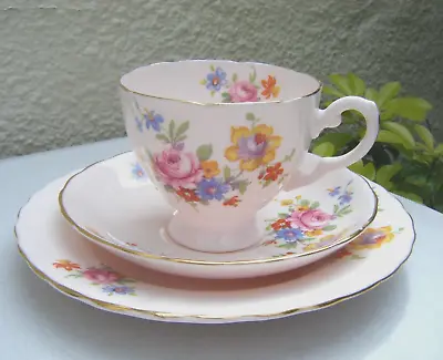 Buy Vintage Floral Trio Pink Tuscan China Plant Teacup Saucer Plate Flowers C1930's • 11.99£