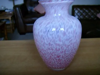 Buy Caithness Glass Scotland Swirl White  Pink Speckled Vase Hand Blown Vg Condition • 5.99£