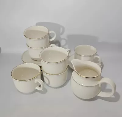 Buy Marks Spencer 6x Cups Saucers Jug Milk Set Tea White Gold Silver • 34£