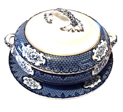 Buy Keeling Tureen Large Losol Ware Blue  White Floral Burslem Lidded Serving Bowl • 24£