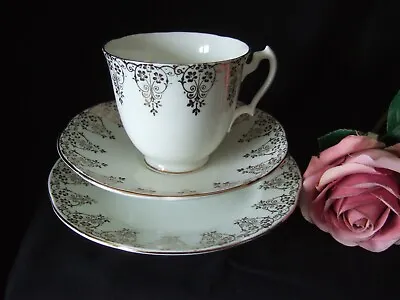 Buy Vintage Mayfair Adderley  Bone China Cup, Saucer & Tea Plate Trio Gold Design • 4.99£