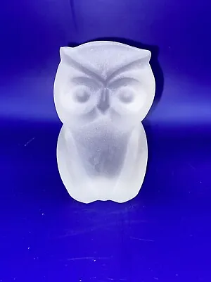 Buy Vintage Frosted Glass Crystal Owl Mid Century Modern Figurine 8cm • 13£