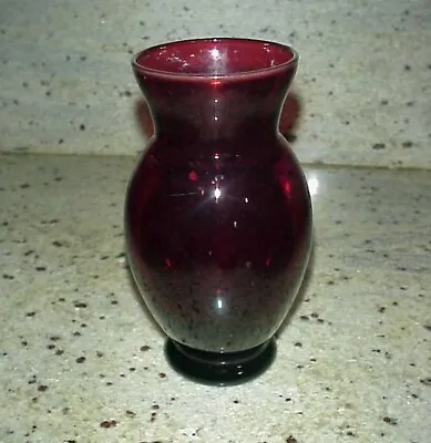 Buy Vintage Royal Ruby Anchor Hocking 6.5” Flared Vase Depression Glass • 9.72£