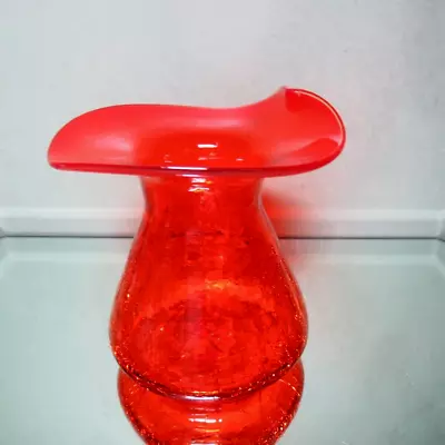 Buy MCM Crackle Glass Jack In The Pulpit Orange Vase • 21.19£