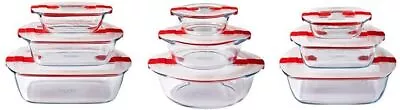 Buy Pyrex Storage Glass Dish Container Food Meal Cook & Heat Vented Lid Red All Size • 119.75£