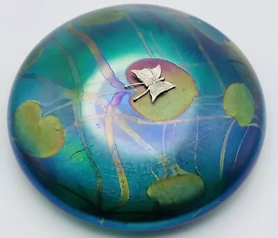 Buy Signed John Ditchfield Art Glass Silver Butterfly Lily Pad  Paperweight • 140£