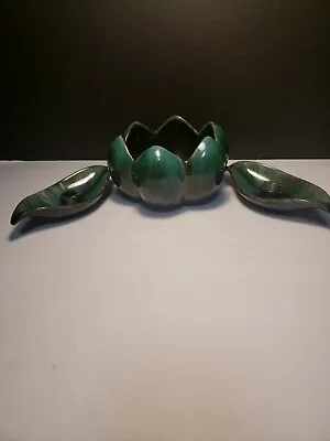 Buy Blue Mountain Pottery Canada Green Glazed Lotus Planter & Leaf Candle Holders  • 28.45£