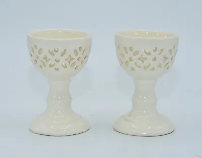 Buy Vintage Pair Leeds Ware / Wedgwood White Pierced Pottery Egg Cups • 10£