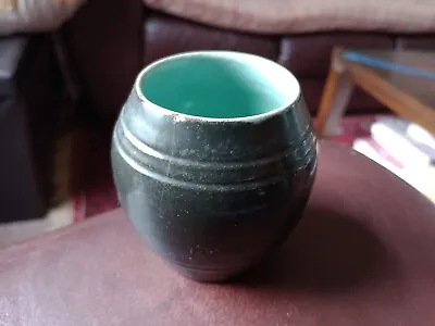 Buy Vintage Lakes Cornish Pottery Truro. Black & Azure Glaze Match Pot. 7.5cm Tall. • 6£