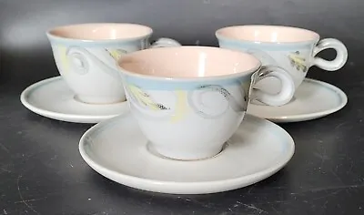 Buy Three Denby Peasant Ware Cups And Saucers • 15£