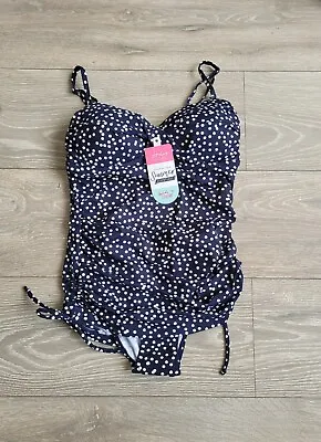 Buy Joules Delphine Navy Spots One Piece Slimming Swimsuit Swimwear Size US4/ UK8 • 29.99£