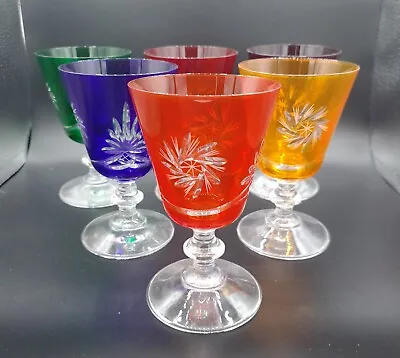 Buy Czech Bohemian Crystal Glass Handmade - Wine Glass- 6 Pcs Multicolor • 61.77£
