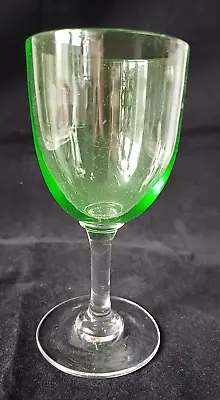 Buy An Antique Victorian Green Uranium Funnel Bowl Wine Glass / Glasses C1870 • 12.50£