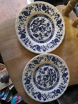 Buy 2 X Crown Clarence White Blue Onion 8  Side Plates  • 10£