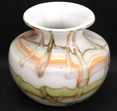 Buy Vintage Studio Art Glass Hand-Blown Vase W/ Multi-Coloured Abstract Design - N44 • 9.99£