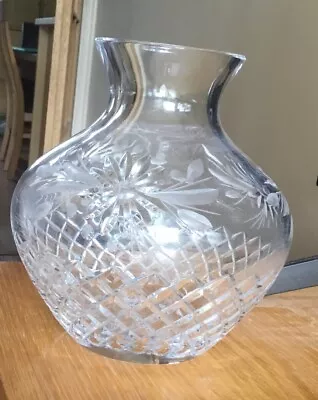 Buy Large Vintage Quality Crystal Cut Glass Vase 9inch High Very Heavy • 32.99£