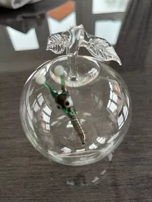 Buy Glass Apple Ornament With Caterpillar • 8£