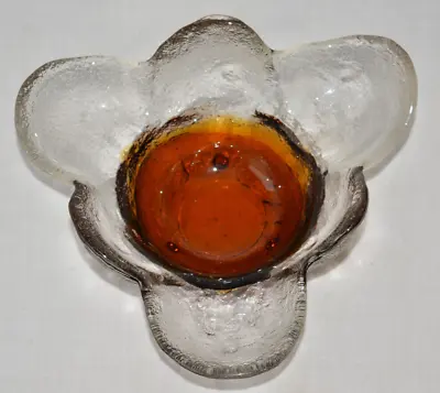 Buy Vintage Humppila Finland Signed Pertti Santalahti Amber Ice Cola Glass Bowl • 9.99£