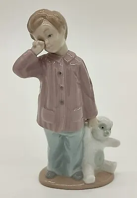 Buy Nao By Lladro Porcelain Figurine #1139 'Sleepy Head' Boy With Teddy Bear - 1990 • 36.95£