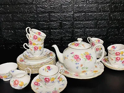 Buy Royal Chelsea 3549a Rose Flower Tea Service For 8 Bone China English 28 Pieces • 172.89£