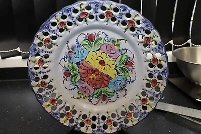 Buy 12 Inc  Vintage Vestal Alcobaca Floral Reticulated Plate Portugal • 0.99£