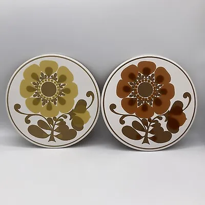 Buy Vintage Retro Jersey Pottery Hand Screen Print Flower Pattern Design Coasters • 8£