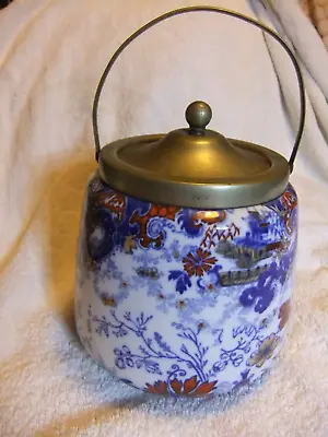 Buy Ridgway Biscuit Barrel C1900, Pattern; Chinese Japan Blue With Colour • 10£