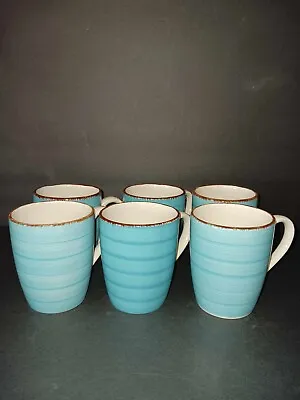 Buy Royal Norfolk Turquoise Blue Swirl Stoneware  6 Pc Set 12oz Coffe Mug • 37.92£