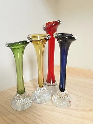 Buy Set Of 4 Vintage Aseda Swedish Art Glass Bone Or Jack In The Pulpit Vases • 29.99£