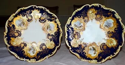 Buy STUNNING ANTIQUE COALPORT MATCHING PAIR OF CABINET PLATES,HAND PAINTED, C1895. • 84.95£