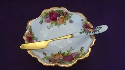 Buy Royal Albert Old Country Roses  Shell Butter Dish +Good Match  Butter Spreader • 14.99£