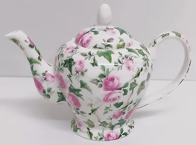 Buy Ivy Rose Teapot Fine Bone China 550ml 20oz Pink Roses Flowers Floral Decorate UK • 29.90£
