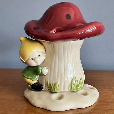 Buy Vintage Pottery Toadstool Mushroom Gnome Pixie Toothbrush Pen Holder Japan • 20£