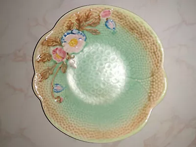 Buy Vintage Melba Ware Bowl Green  With Embossed Flowers Design 21cm Diameter • 9.45£