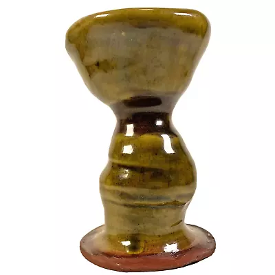 Buy Studio Pottery Weed Pot Bud Vase Green Glaze Distorted Curves Wabi Sabi Signed • 9.99£