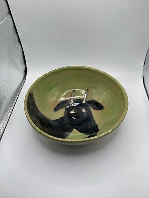 Buy Chameleon Clay Works Studio Pottery Bowl Green Black Goat Handpainted Signed • 27.50£