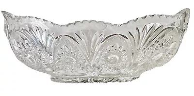 Buy Vintage Heavy Glass Crystal Depression Glass Oval Bowl Clear Sawtooth Edge • 66.08£