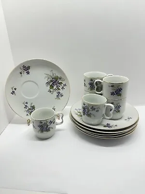 Buy Royal Geoffrey Fine China 6 Cups 6 Plates Purple Flowers Luncheon Plates And Cup • 26.60£
