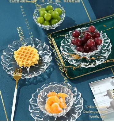 Buy 12pc Glass Bowl Set Crystal Clear Dessert Serving Bowls With Saucer Fruit Salad • 19.97£