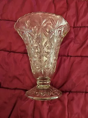 Buy Antique Vintage Heavy 10  Patterned Cut Glass Vase • 22£
