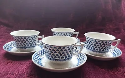 Buy  Adams BRENTWOOD Cups & Saucers - 4 Sets - Ironstone  Empress Blue Shamrocks  • 47.39£
