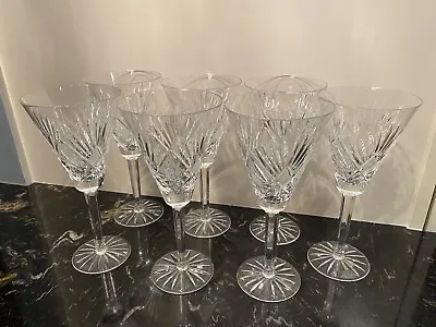 Buy Bohemian Crystal Glass Set Of 7 Champagne Flute Wine Glasses 12 Oz Hand Cut • 120.53£
