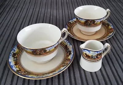 Buy VINTAGE BCM Nelson Ware Cups, Saucers, And Jug, Coach And Horses Pattern • 8.99£