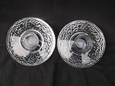 Buy Pair Of Vintage Discus Pattern Swedish Orrefors Glass Tea Light Holders .m2301 • 24.99£