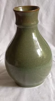 Buy VINTAGE C.1970s PRINKNASH Pottery Green/brown Glazed Vase 21 Cms • 16.99£