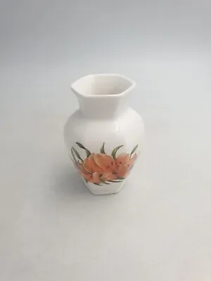 Buy Aynsley Chelsea Flowers Bone China Small Hexagonal Shaped Vase Lily Flowers • 13.99£