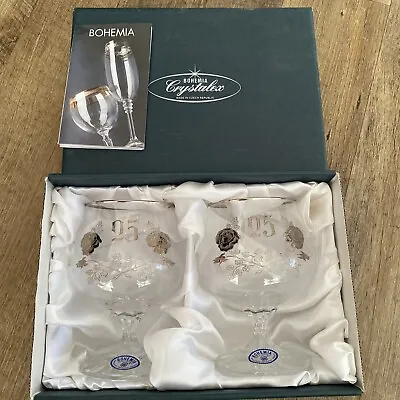 Buy 2 Brandy Glasses Czech Republic Bohemia Crystal 25 Anniversary • 10£