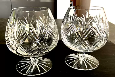Buy Super Pair Of Slice Cut Glass Large Brandy Glasses • 28£